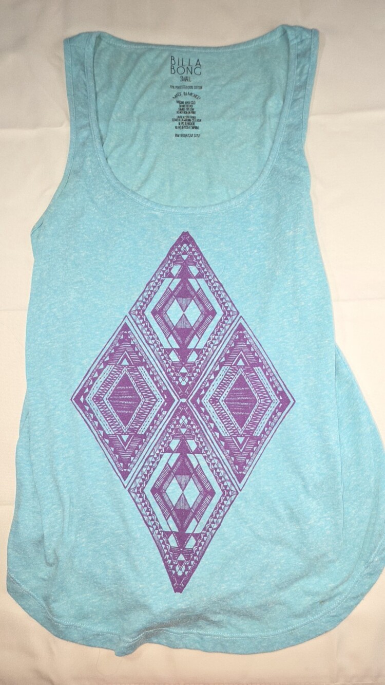 Billabong Geometric Tank Top Coastal Blue with Purple Aztec Print-Small Sku 0284